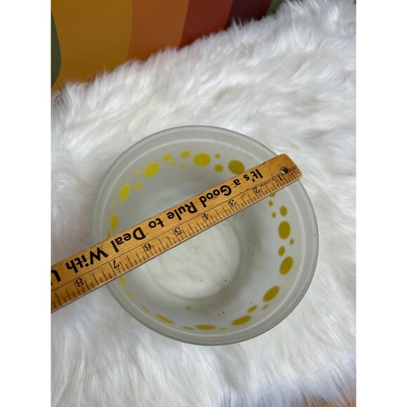 Vintage anchor hocking frosted bowl yellow polka dots - VINTAGE CONDITION - Picture 6 of 7